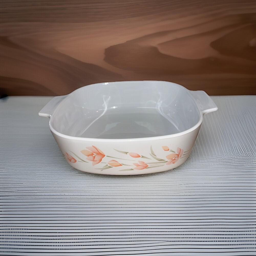 Corning Ware Peach Floral 2 Qt A-2-B Casserole No Lid Vintage RARE!